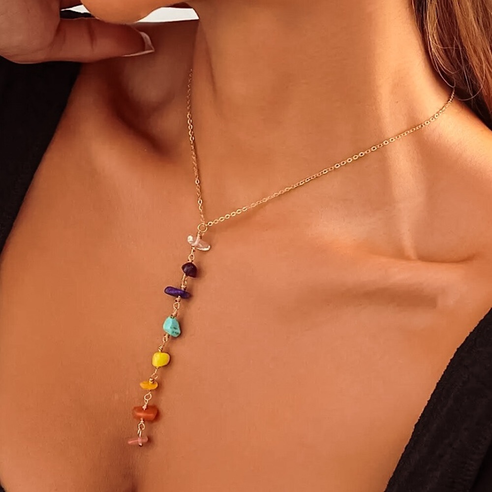 ⚜️𝟯𝟬%𝗢𝗙𝗙 𝗯𝘂𝗻𝗱𝗹𝗲𝘀 𝟯+⚜️ NEW Colorful Stone Y Shape Drop Necklace